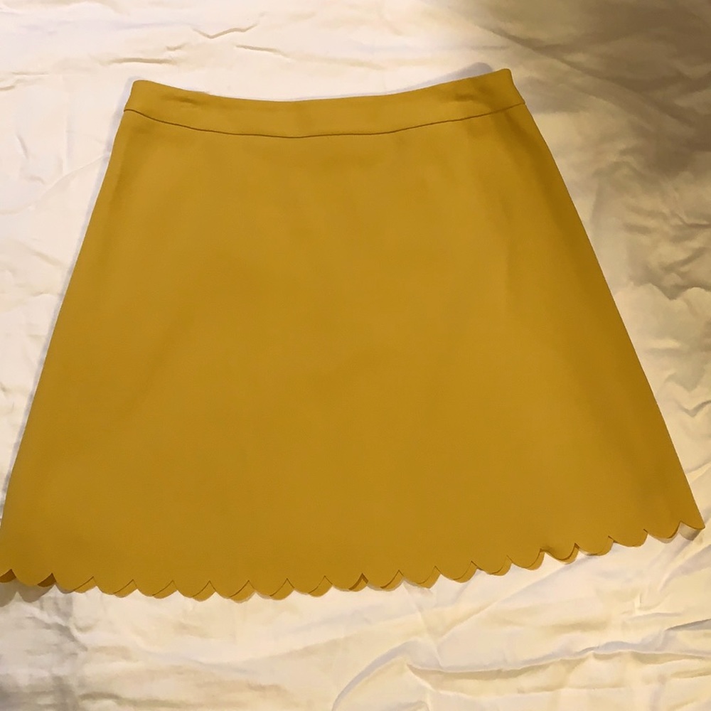 Mustard Yellow Banana Republic Scallop Hem Skirt